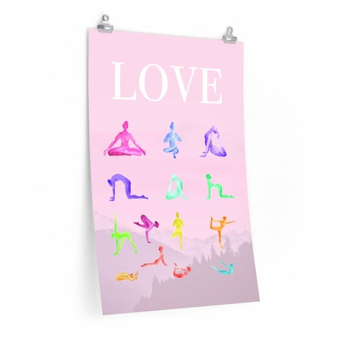 Love Yoga 14 Poses Premium Matte Poster